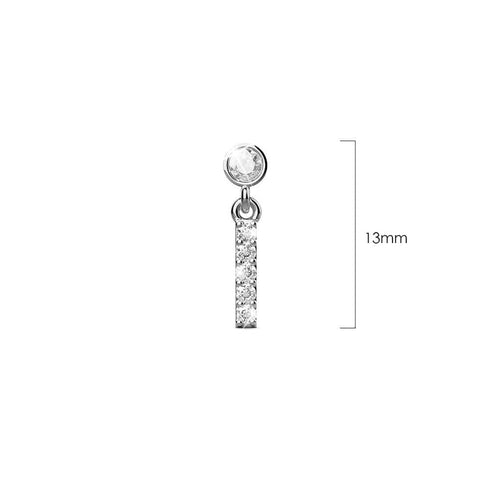 Solid 925 Sterling Silver Initial Crystal Personalised Alphabet Letter Earrings